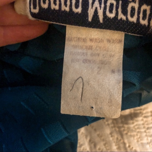 Vintage 80’s Donna Morgan for Non Stop Turquoise Geometric Print Dress Size 8 - Picture 12 of 16